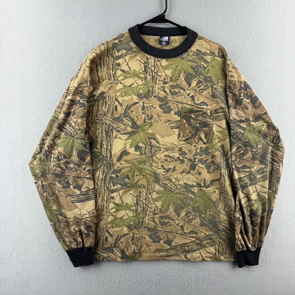 Vintage Realtree Shirt Mens XL Paper Thin Long Sleeve Pocket Tee Camo 80s